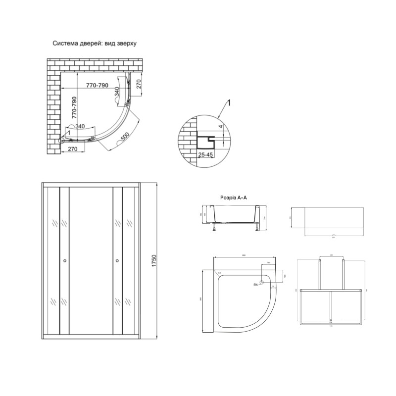 Lidz Душова кабіна Latwa SC80x80.SAT.MID.GR, скло тоноване 4 мм без піддону (LLSC8080SATMIDGR2)