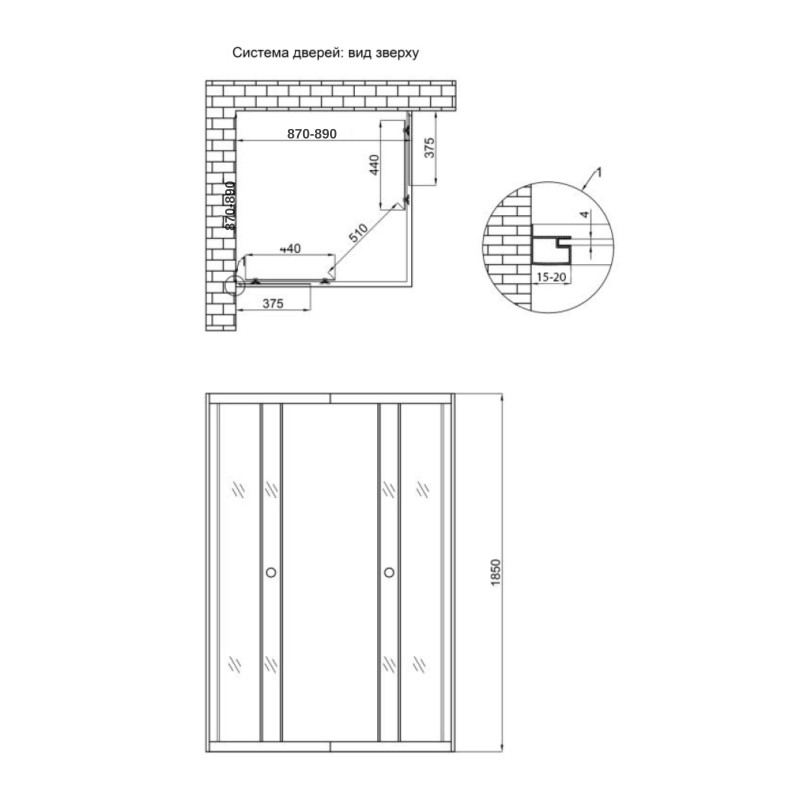 Lidz Душова кабіна Wawel SC90x90.SAT.LOW.FR, скло Frost 4 мм без піддону (LWASC9090SATLOWFR2)