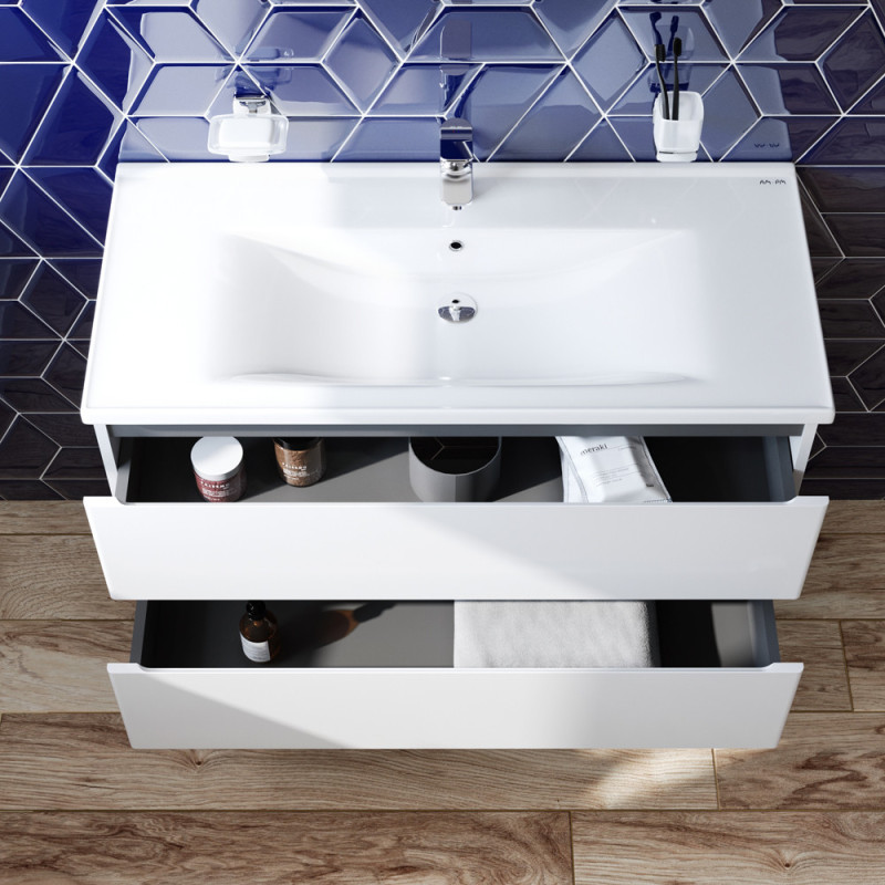 Тумба з раковиною, підвісна, 100 см, 2 ящика AM.PM M85-FHX1002-WC1002WG38 X-Joy
