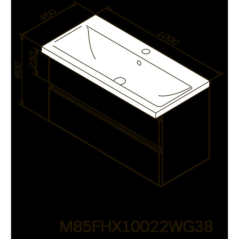 Тумба з раковиною, підвісна, 100 см, 2 ящика AM.PM M85-FHX1002-WC1002WG38 X-Joy