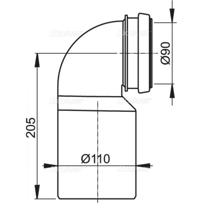 Колено стока AlcaPlast M906 комплект 90/110