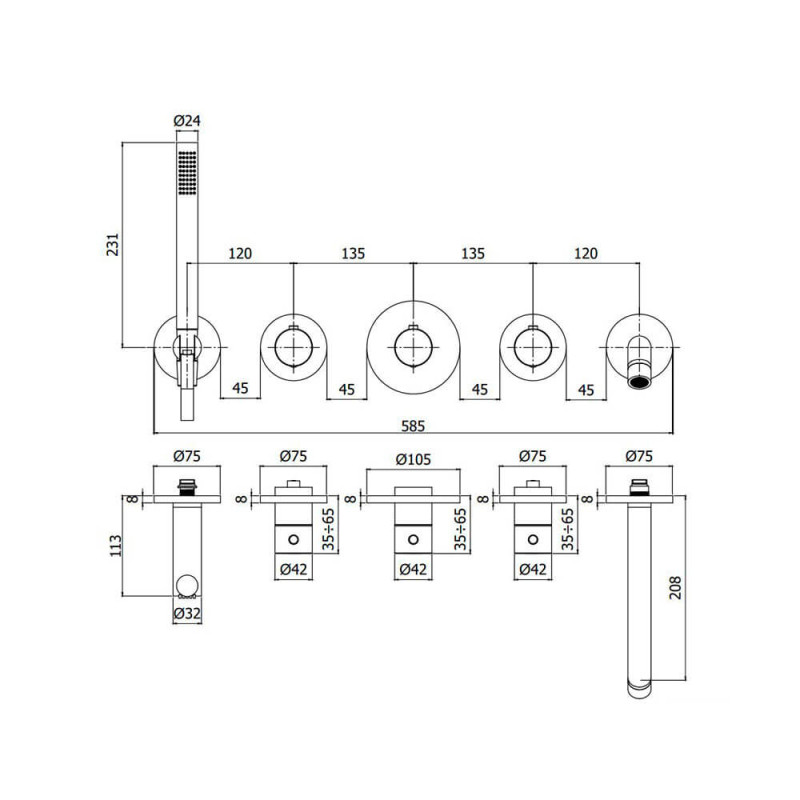 Paffoni Термостат для ванни/душу Modular box (MDE001CR) (MDE001CR)