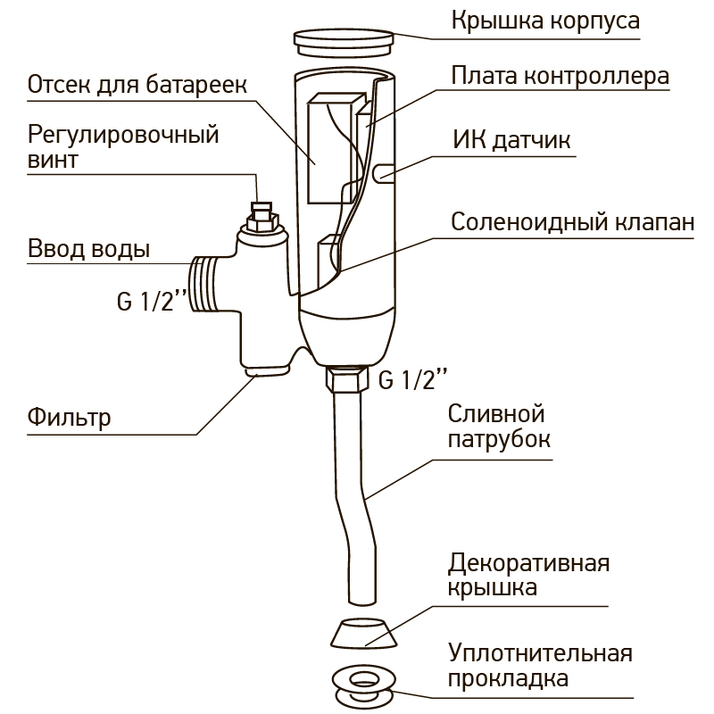 Кран для пісуара сенсорний Mixxus Premium Photo 031 (MI2839)