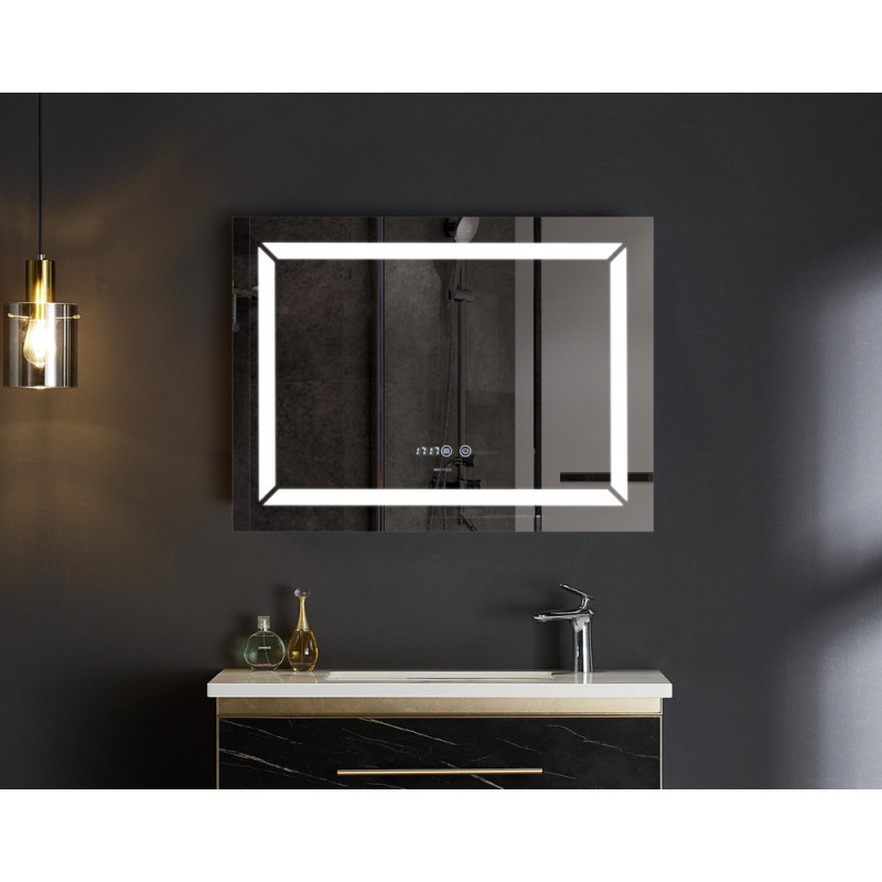 Дзеркало Mixxus LIGHT MR01-70x50 з Led Touch, Anti-fog, димером, регулятором яскравості, годинником