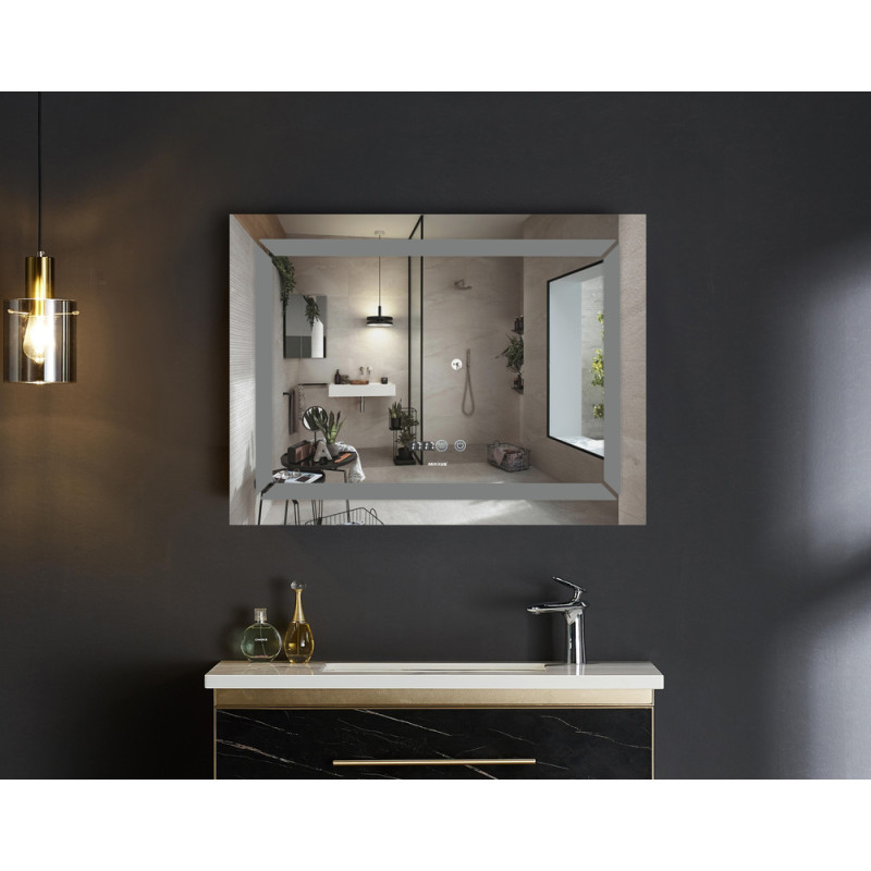 Дзеркало Mixxus LIGHT MR01-70x50 з Led Touch, Anti-fog, димером, регулятором яскравості, годинником