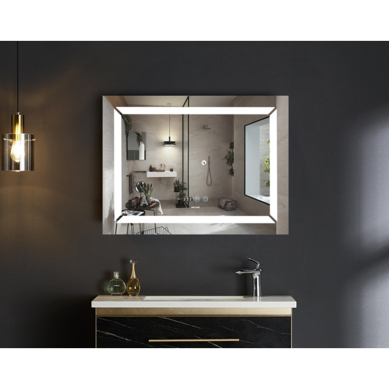 Дзеркало Mixxus LIGHT MR01-70x50 з Led Touch, Anti-fog, димером, регулятором яскравості, годинником