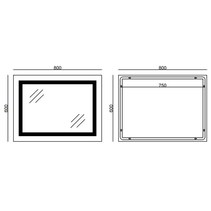 Дзеркало Mixxus WARM MR02-80x60 з Led Touch, Anti-fog, димером, регулятором яскравості, годинником