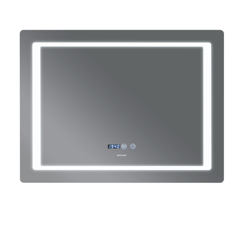 Дзеркало Mixxus STYLE MR03-80x60 з Led Touch, Anti-fog, димером, регулятором яскравості, годинником