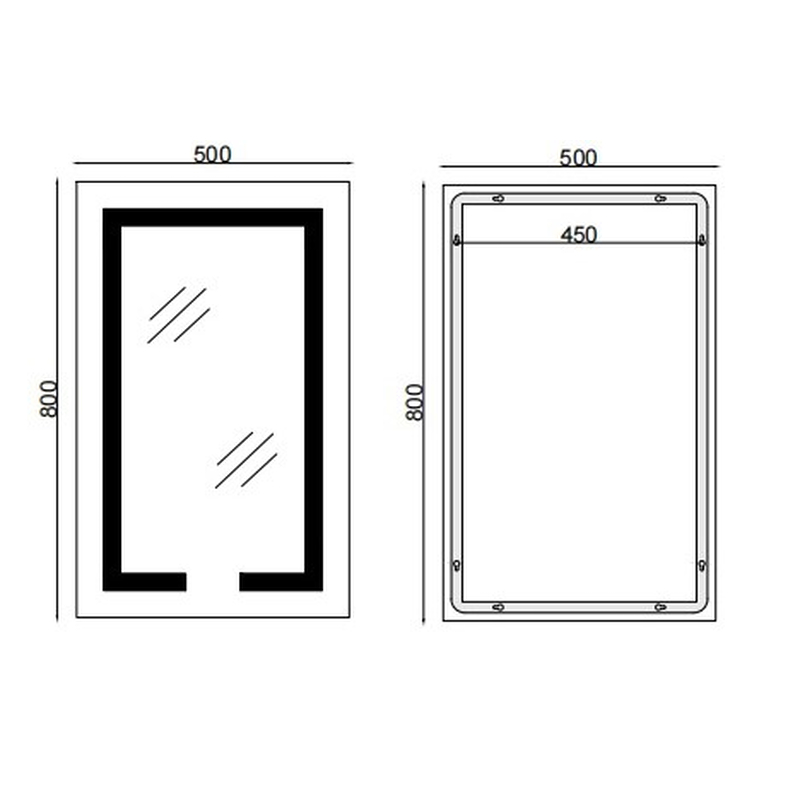Дзеркало Mixxus HARD MR06-50x80 з Led Touch, Anti-fog, димером, регулятором яскравості, годинником