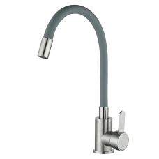 Змішувач для кухні із сірим гнучким виливом Mixxus FAN-011 Refl.Gray (нерж. сталь) (MI6106)