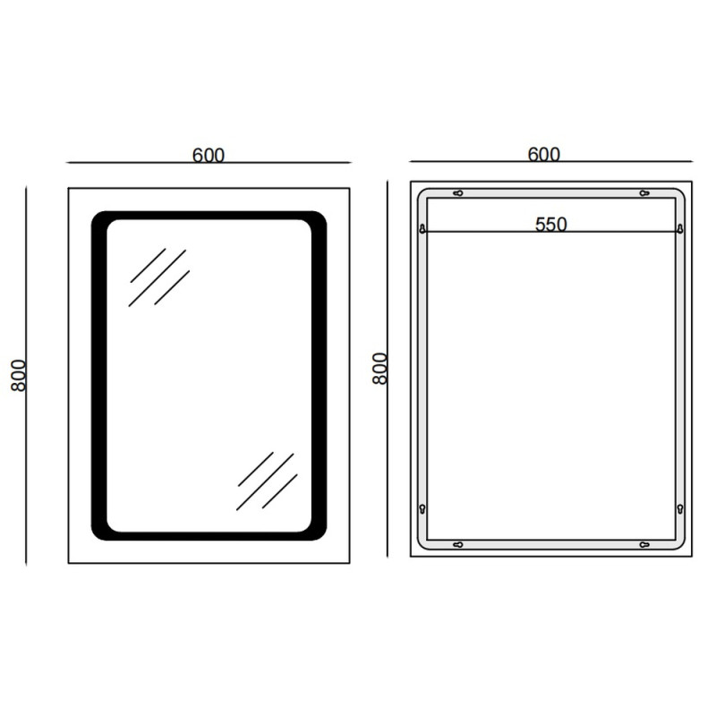 Дзеркало Mixxus TWEE MR09-80x60-Reverse з Led Touch, Anti-fog, димером, регулятором яскравості (MI6