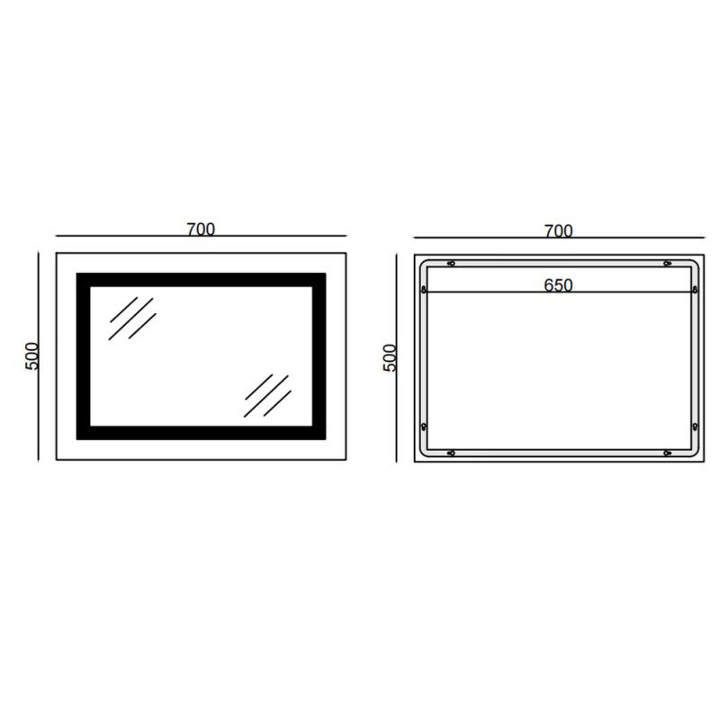 Дзеркало Mixxus WARM MR12-70x50-Reverse з Led Touch, Anti-fog, димером, регулятором яскравості (MI6
