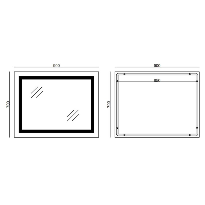 Дзеркало Mixxus WARM MR02-90x70 з Led Touch, Anti-fog, димером, регулятором яскравості, годинником