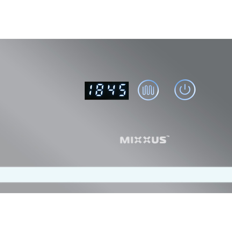 Дзеркало Mixxus WARM MR02-90x70 з Led Touch, Anti-fog, димером, регулятором яскравості, годинником