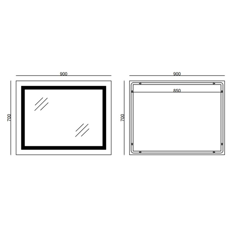 Дзеркало Mixxus WARM MR12-90x70-Reverse з Led Touch, Anti-fog, димером, регулятором яскравості (MI6