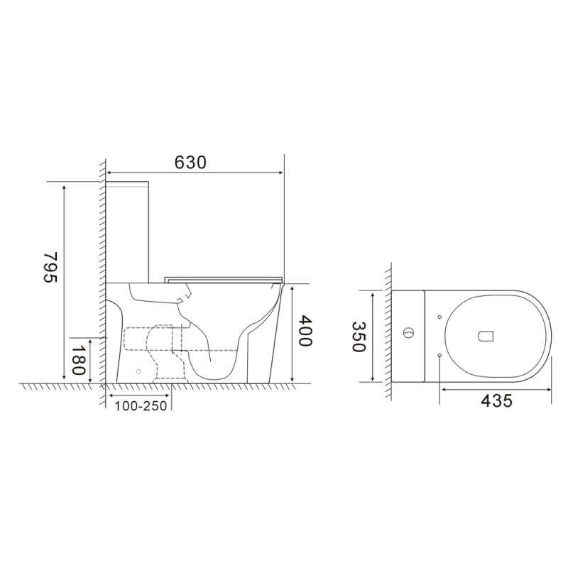 Унітаз-компакт Mixxus WAVE-0405-R 630х350х795mm, система змиву RIMLESS (MI6694)