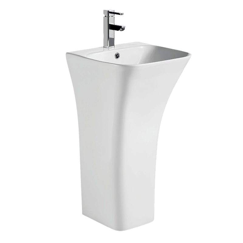 Раковина моноблок Mixxus BEVEL-1101 з отвором під змішувач та переливом 450х435х835mm (MI6697)