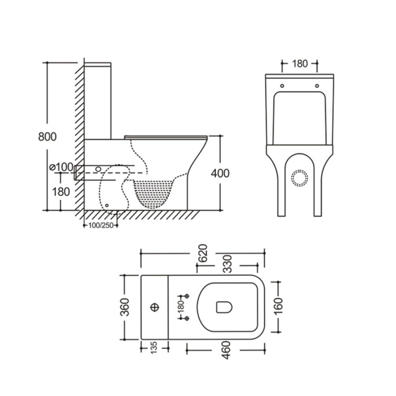 Унітаз-компакт Mixxus STYLE-0403-R 620х360х800mm, система змиву RIMLESS (MI6727)