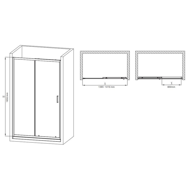 Двері в нішу Mixxus Premium DIVERSE SD01-140x185-TR Chrome прозоре скло 5мм (MI6874)