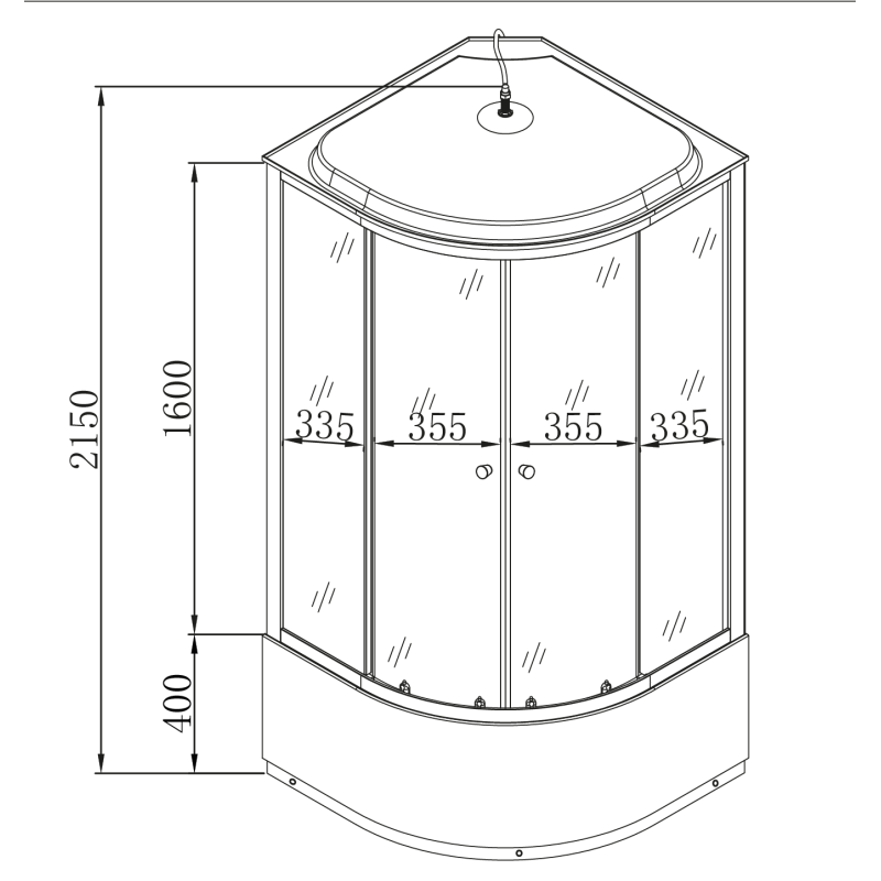 Бокс душовий без гідромасажу Mixxus STRONG SB01-90x90x215-FB SATIN з високим піддоном (MI6884)
