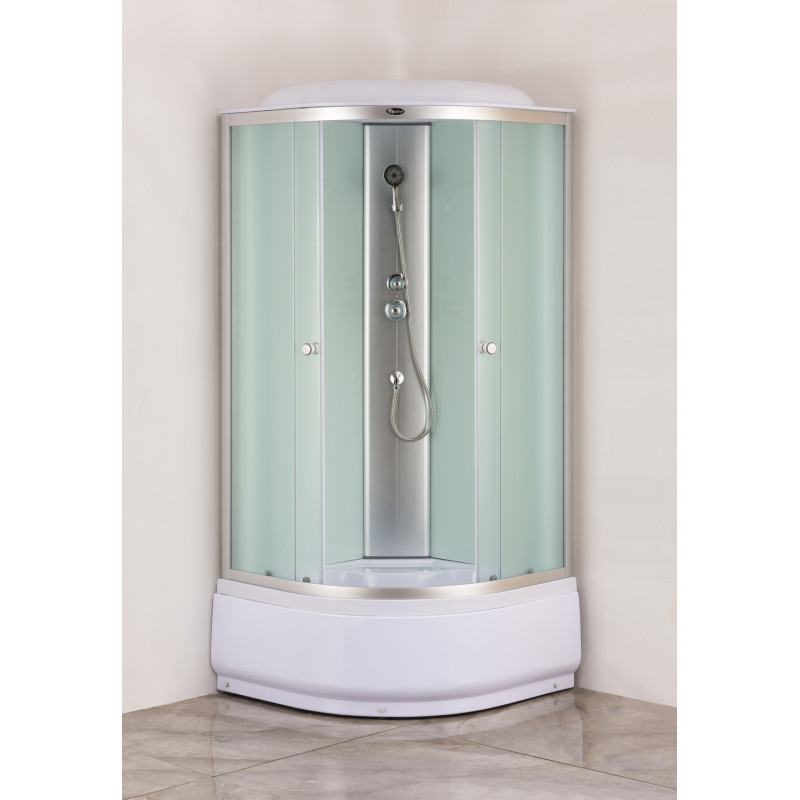 Бокс душовий без гідромасажу Mixxus STRONG SB01-90x90x215-FB SATIN з високим піддоном (MI6884)