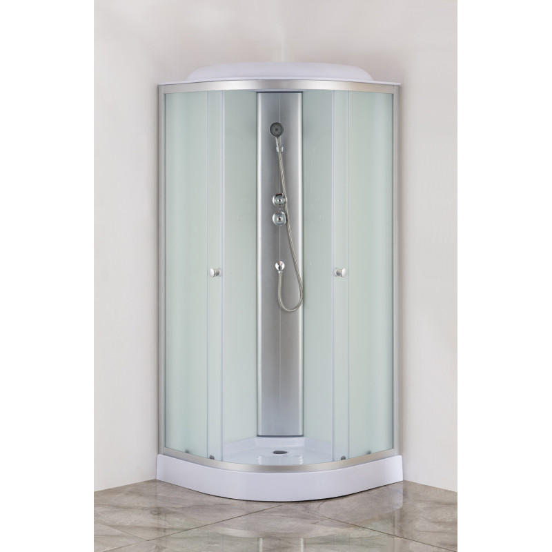 Бокс душовий без гідромасажу Mixxus STRONG SB02-90x90x215-FB SATIN з низьким піддоном (MI6886)