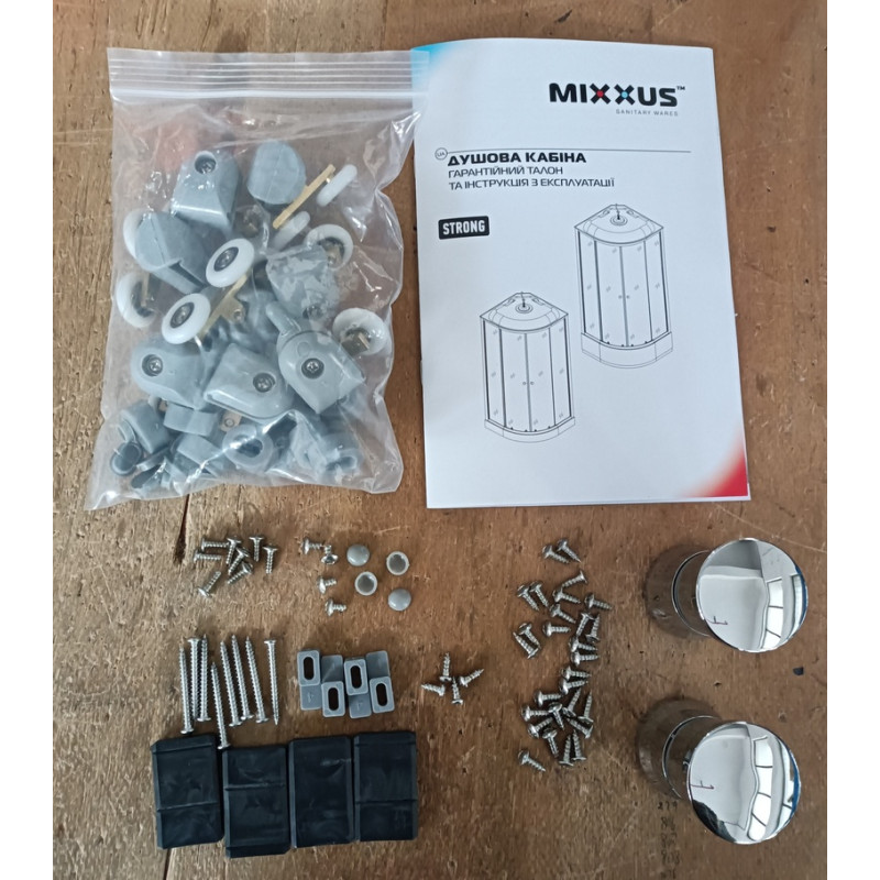 Бокс душовий без гідромасажу Mixxus STRONG SB02-90x90x215-FB SATIN з низьким піддоном (MI6886)