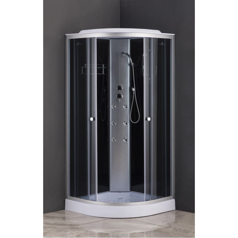 Бокс душовий з гідромасажем Mixxus STRONG SBH02-90x90x215-GR SATIN низький піддон (MI6891)