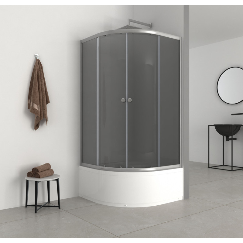 Душова кабіна з високим піддоном Mixxus PLAIN SCT01-90x90x195-GR SATIN сіре тоноване скло 4мм (MI6895)