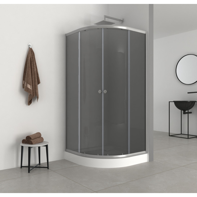 Душова кабіна з низьким піддоном Mixxus PLAIN SCT02-90x90x195-GR SATIN сіре тоноване скло 4мм (MI68