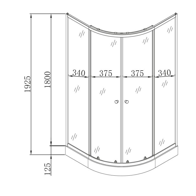 Душова кабіна з низьким піддоном Mixxus PLAIN SCT02-90x90x195-TR GRAPHITE прозоре скло 4мм (MI6901)