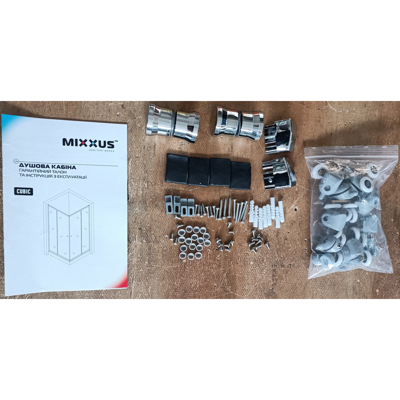 Душова кабіна з низьким піддоном Mixxus CUBIC SCT01-100x100x195-FB CHROME матове скло 4мм (MI6904)