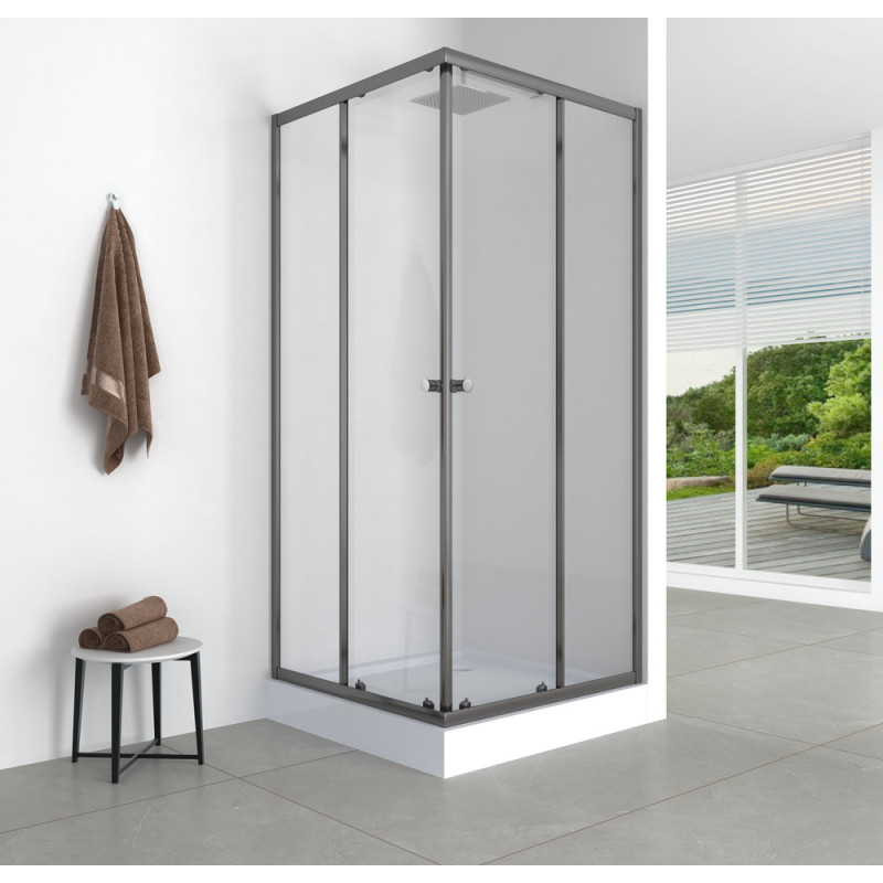 Душова кабіна з низьким піддоном Mixxus CUBIC SCT01-90x90x195-TR GRAPHITE прозоре скло 4мм (MI6905)