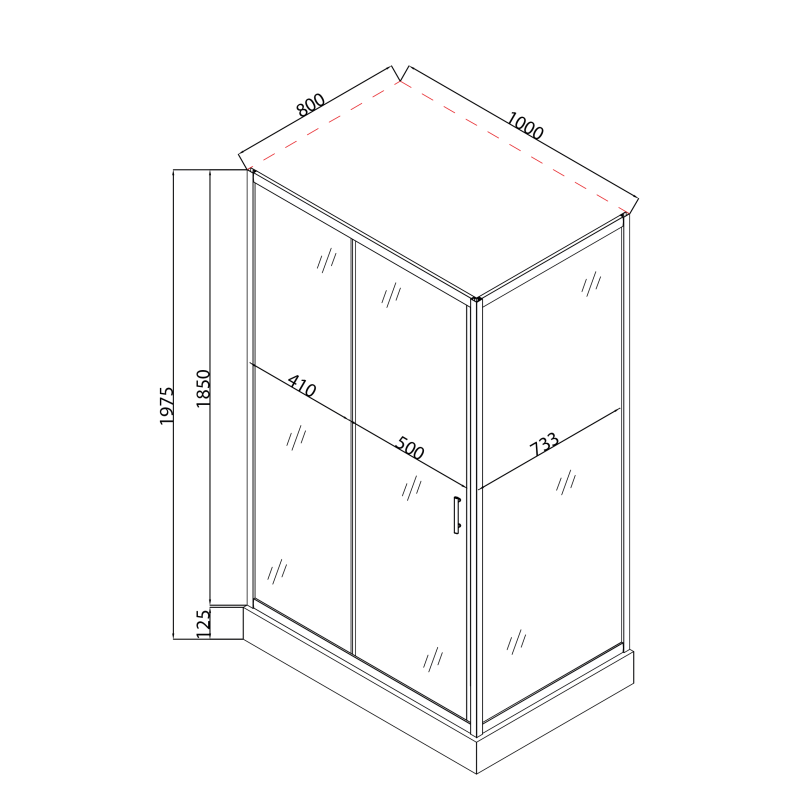 Душова кабіна з низьким піддоном Mixxus HARD SCT01-100x80x198-TR CHROME прозоре скло 5мм (MI6908)