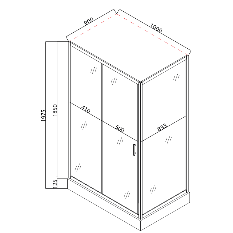 Душова кабіна з низьким піддоном Mixxus HARD SCT01-100x90x198-TR CHROME прозоре скло 5мм (MI6909)