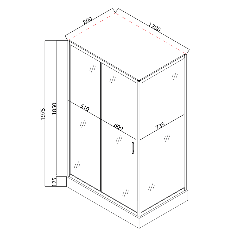 Душова кабіна з низьким піддоном Mixxus HARD SCT01-120x80x198-TR CHROME прозоре скло 5мм (MI6910)