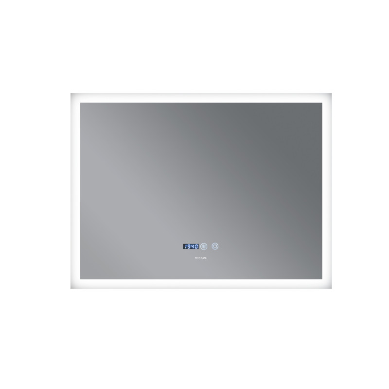 Дзеркало Mixxus FLAT MR04-100x80 з Led Touch, Anti-fog, димером, регулятором яскравості, годинником (MI6927)