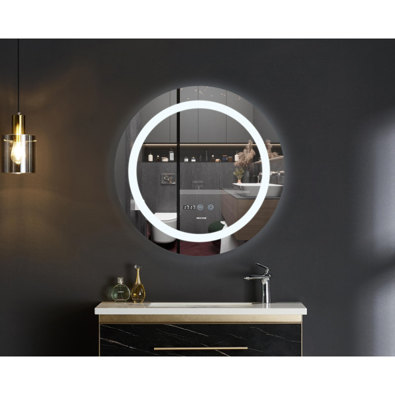 Дзеркало Mixxus PLAIN MC02-80 з Led Touch, Anti-fog, димером, регулятором яскравості, годинником (M