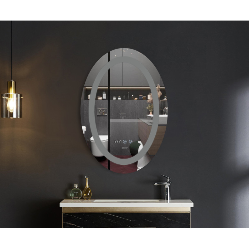 Дзеркало Mixxus PLAIN MV02-60x80 з Led Touch, Anti-fog, димером, регулятором яскравості, годинником