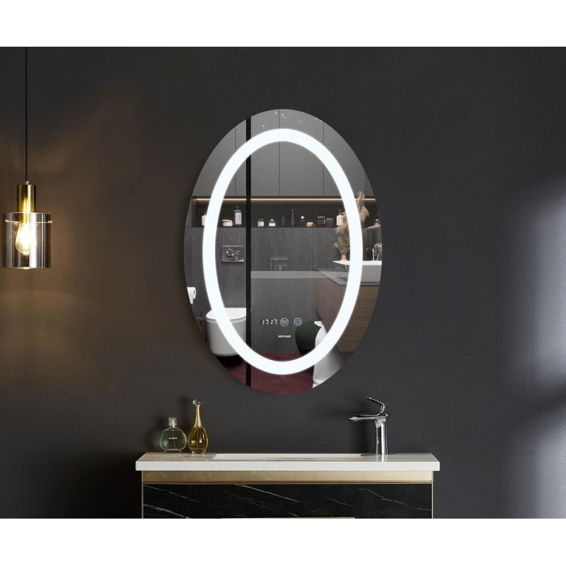 Дзеркало Mixxus PLAIN MV02-60x80 з Led Touch, Anti-fog, димером, регулятором яскравості, годинником