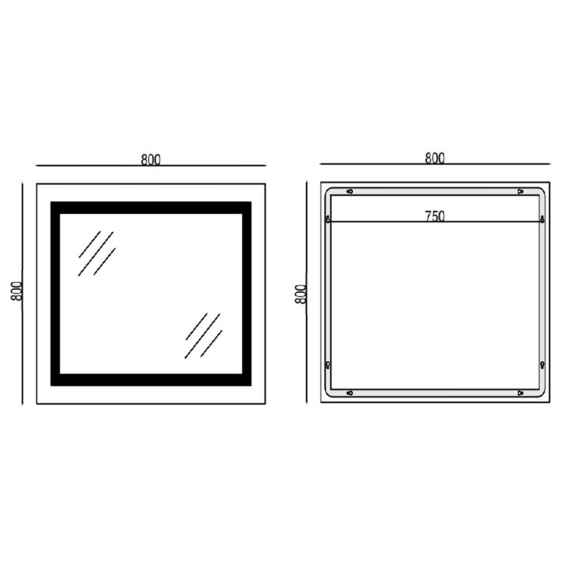 Дзеркало Mixxus WARM MR02-80x80 з Led Touch, Anti-fog, димером, регулятором яскравості, годинником