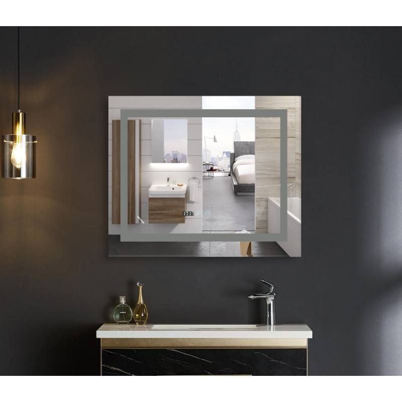 Дзеркало Mixxus WARM MR02-80x80 з Led Touch, Anti-fog, димером, регулятором яскравості, годинником