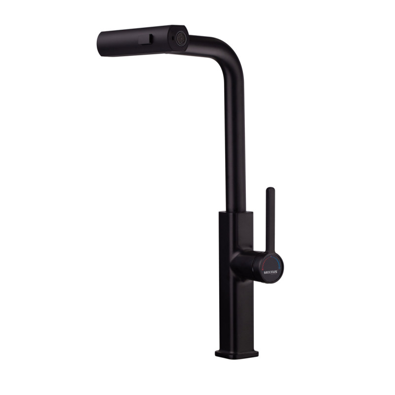 Змішувач для кухні з висувним виливом Mixxus Premium HAMMER 014 BLACK (MI6954)