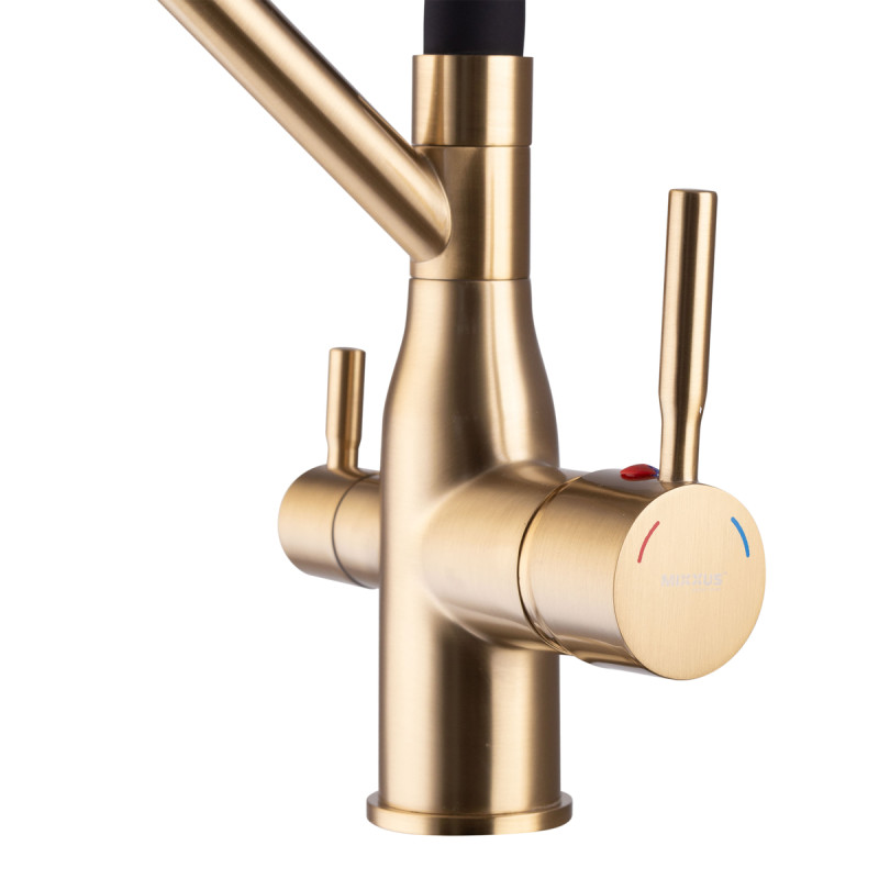 Змішувач для кухні MixxusPremium Gravity 021 BRUSHED GOLD REFL.BLACK (MI6981)