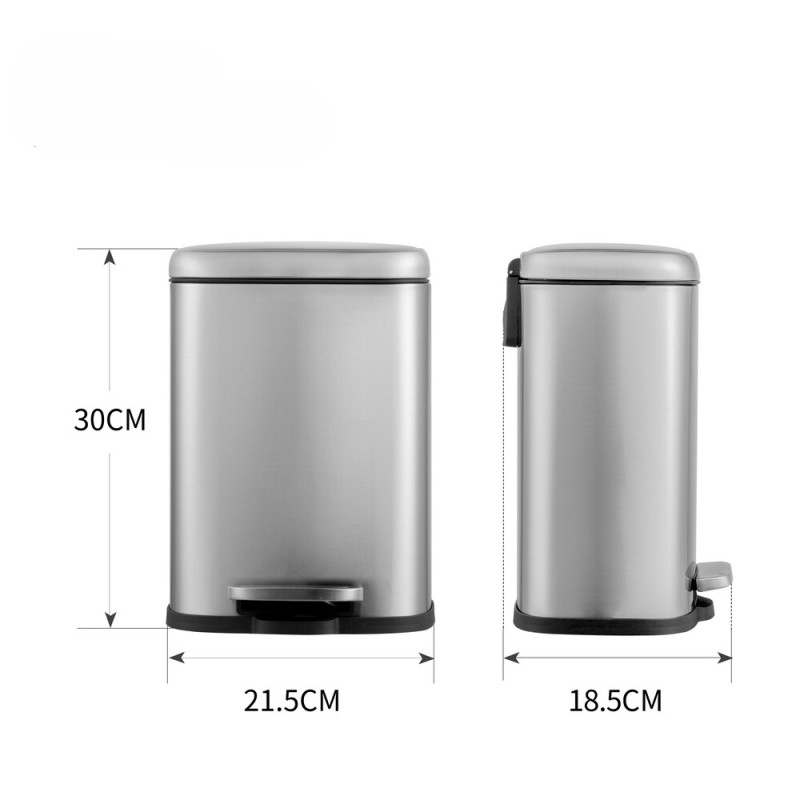 Відро для сміття з плавним закриттям прямокутне Mixxus Premium Style-TC0305 SS Color 5л колір нержа