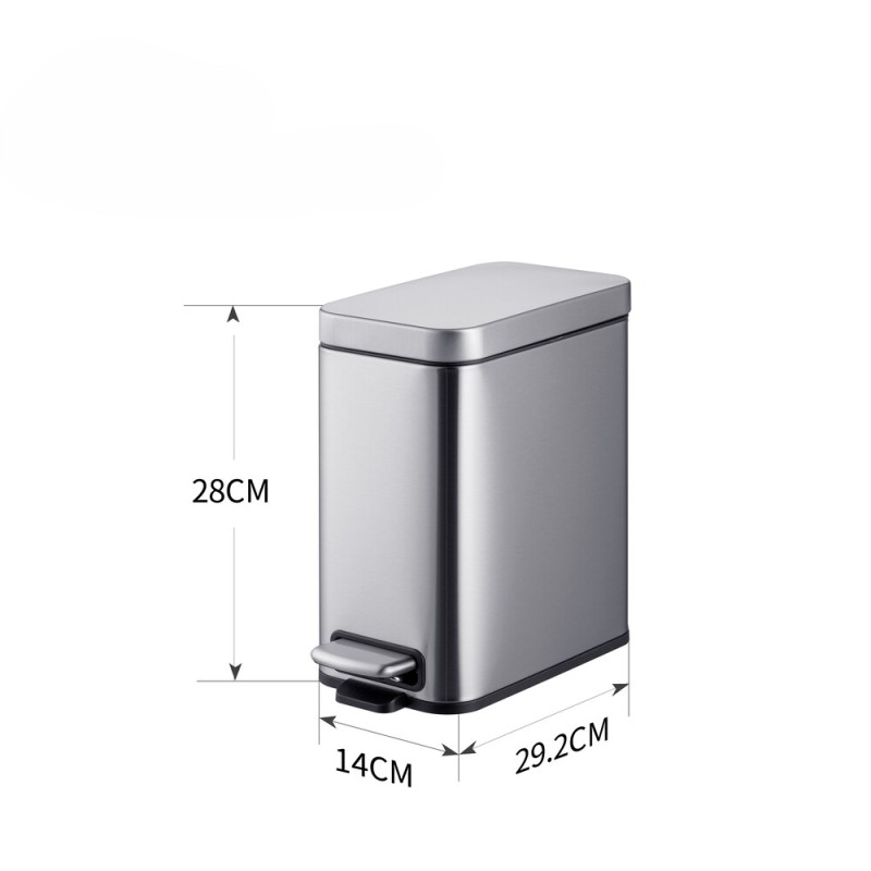 Відро для сміття з плавним закриттям прямокутне Mixxus Premium Quadro-TC0105 SS Color 5л колір нерж