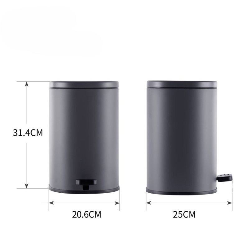 Відро для сміття з плавним закриттям овальне Mixxus Premium Olivary-TC0105 Graphite 5 л колір графі