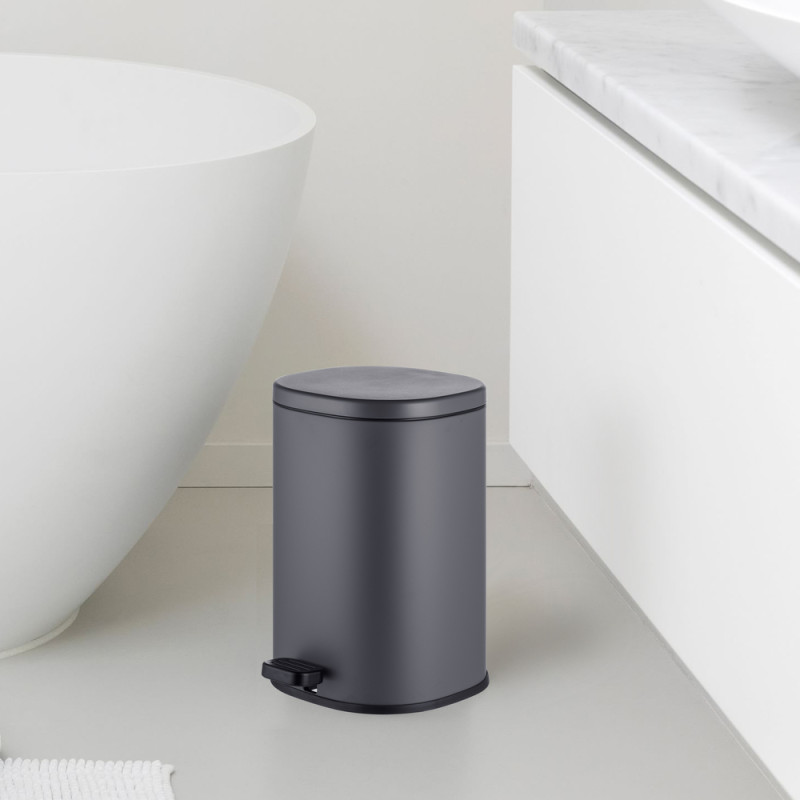 Відро для сміття з плавним закриттям овальне Mixxus Premium Olivary-TC0105 Graphite 5 л колір графі