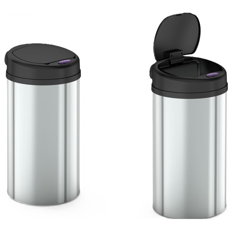 Відро для сміття сенсорне кругле Mixxus Premium Ellipse-TC0109 Chrome-Black 9л (хром-чорне) (MI7083