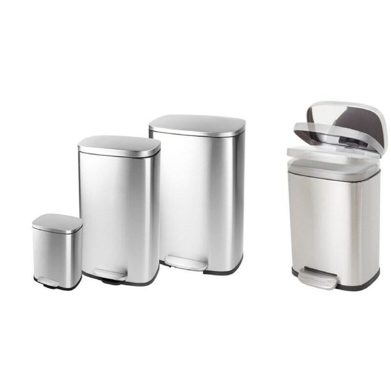 Відро для сміття з плавним закриттям прямокутне Mixxus Bevel-TC0112 SS Color 12л колір наржавійка (